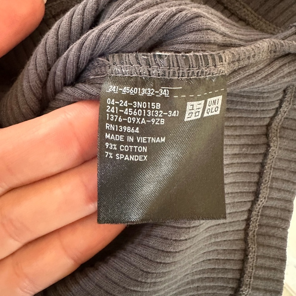 UNIQLO Ribbed Crew Neck Short Sleeve Baby Tee in Charcoal Grey – XS - Picture 5 of 7